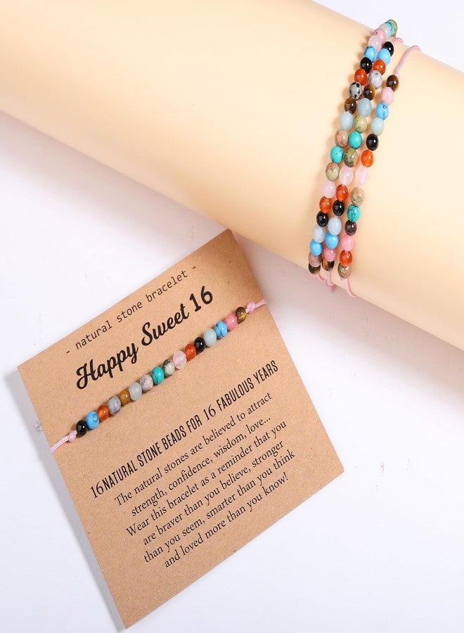 Korotho Sweet 16 Gifts for Her, 16 Year Old Women Birthday Bracelet Happy Turning 16th Milestone Birthday Gift Best Sweet 16 Gifts Natural Crystal Beads Bracelet for Daughter Friend Niece - Image 3